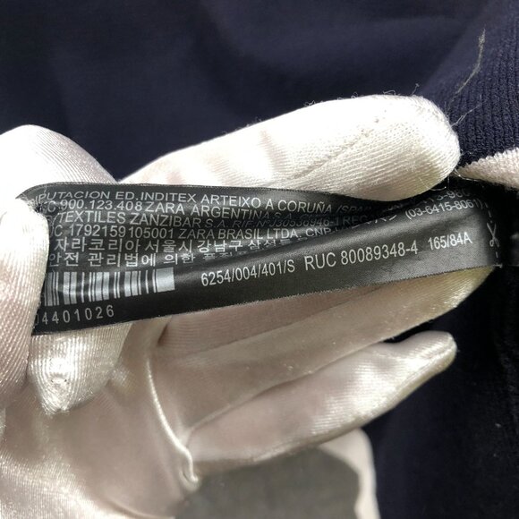 Zara Short Sleeve Knit Sweater Womens S Black White Crewneck Cropped Tight Knit - Picture 9 of 11